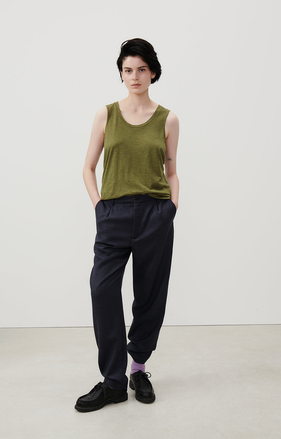 Women Olive Cotton Vest