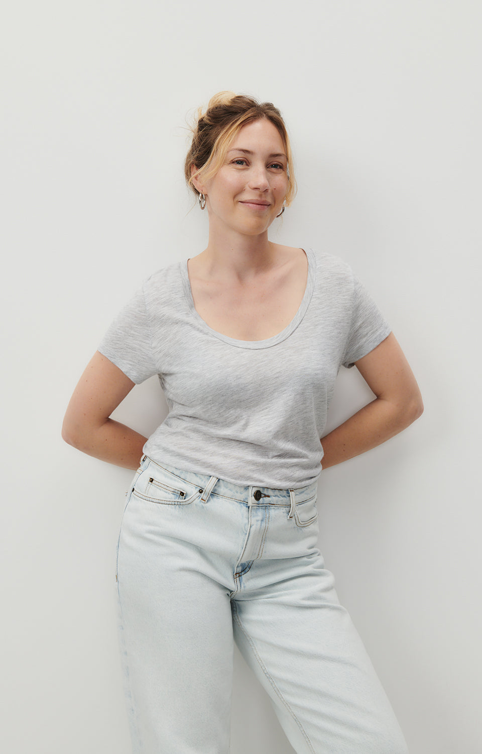 Women Light Grey Cotton T-Shirt