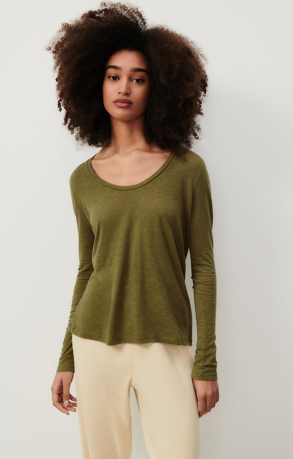 Women Olive Cotton T-Shirt