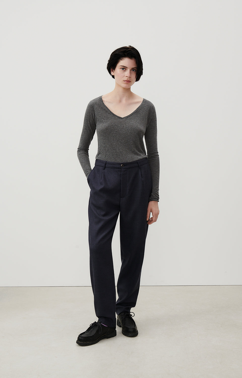 Women Dark Grey Cotton T-Shirt