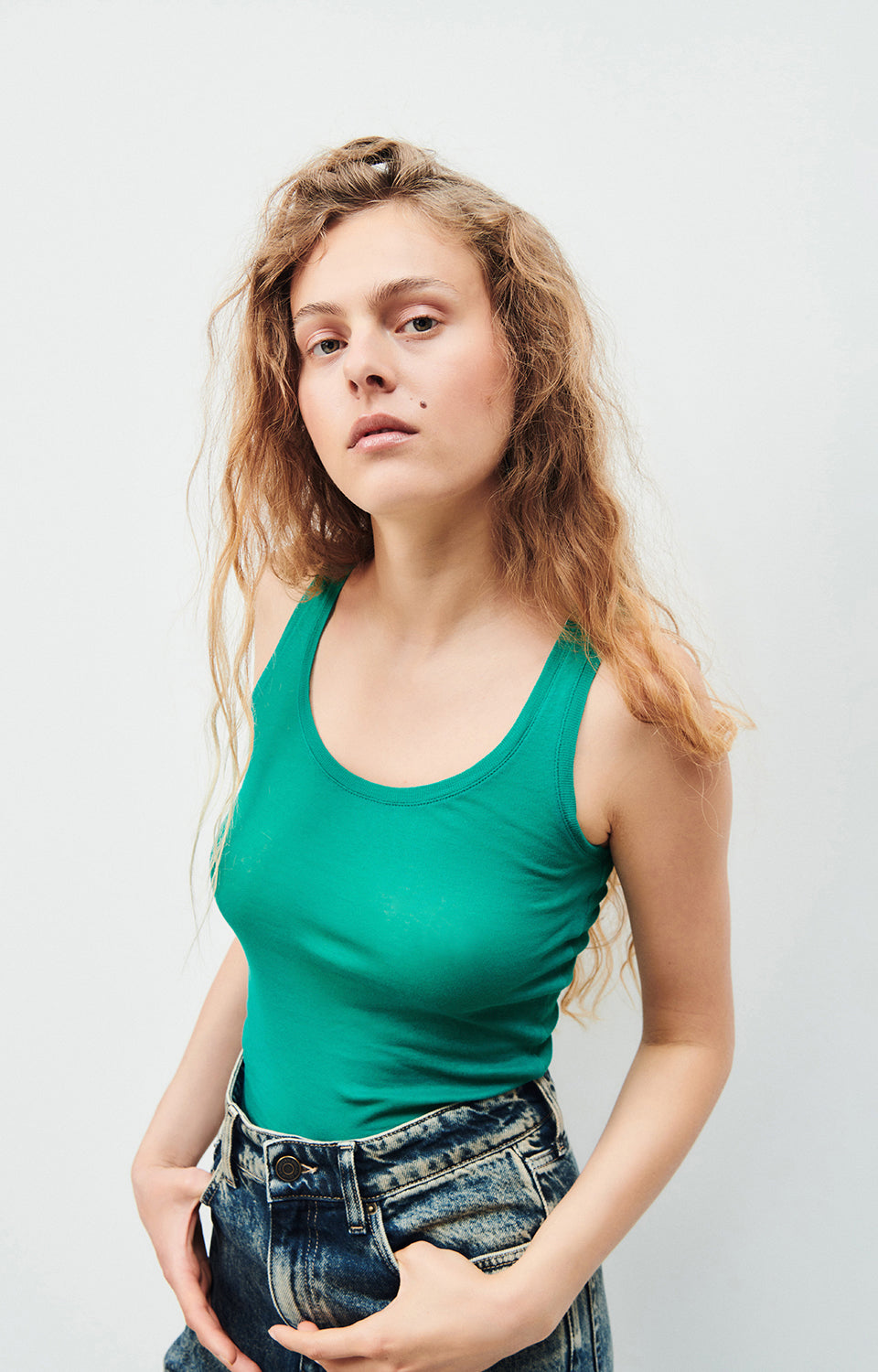 Women Green Cotton Vest