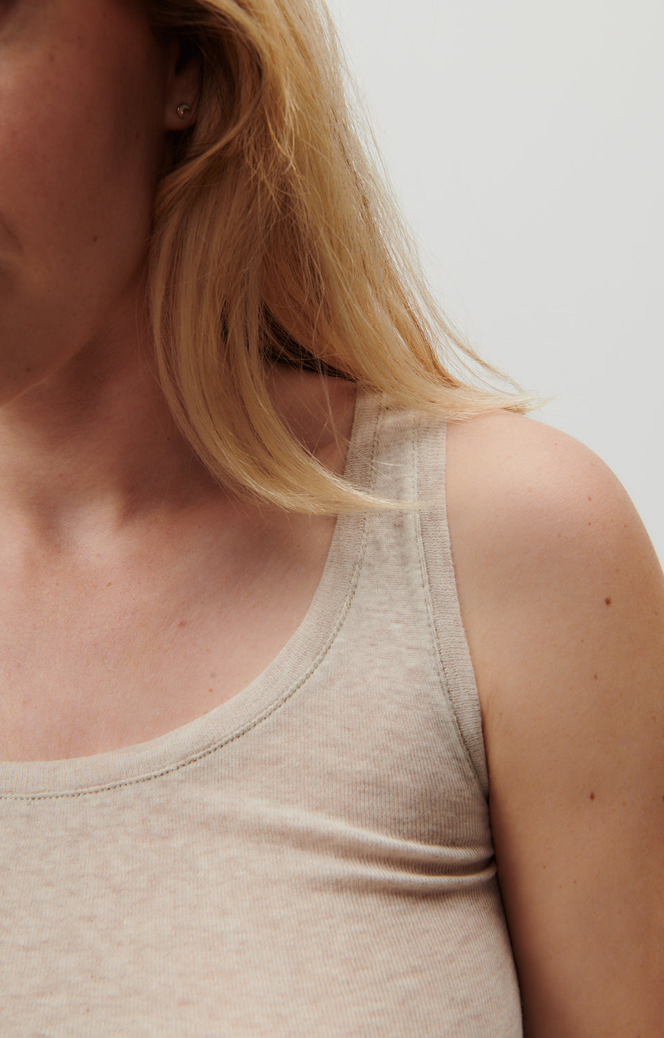 Women Beige Cotton Vest