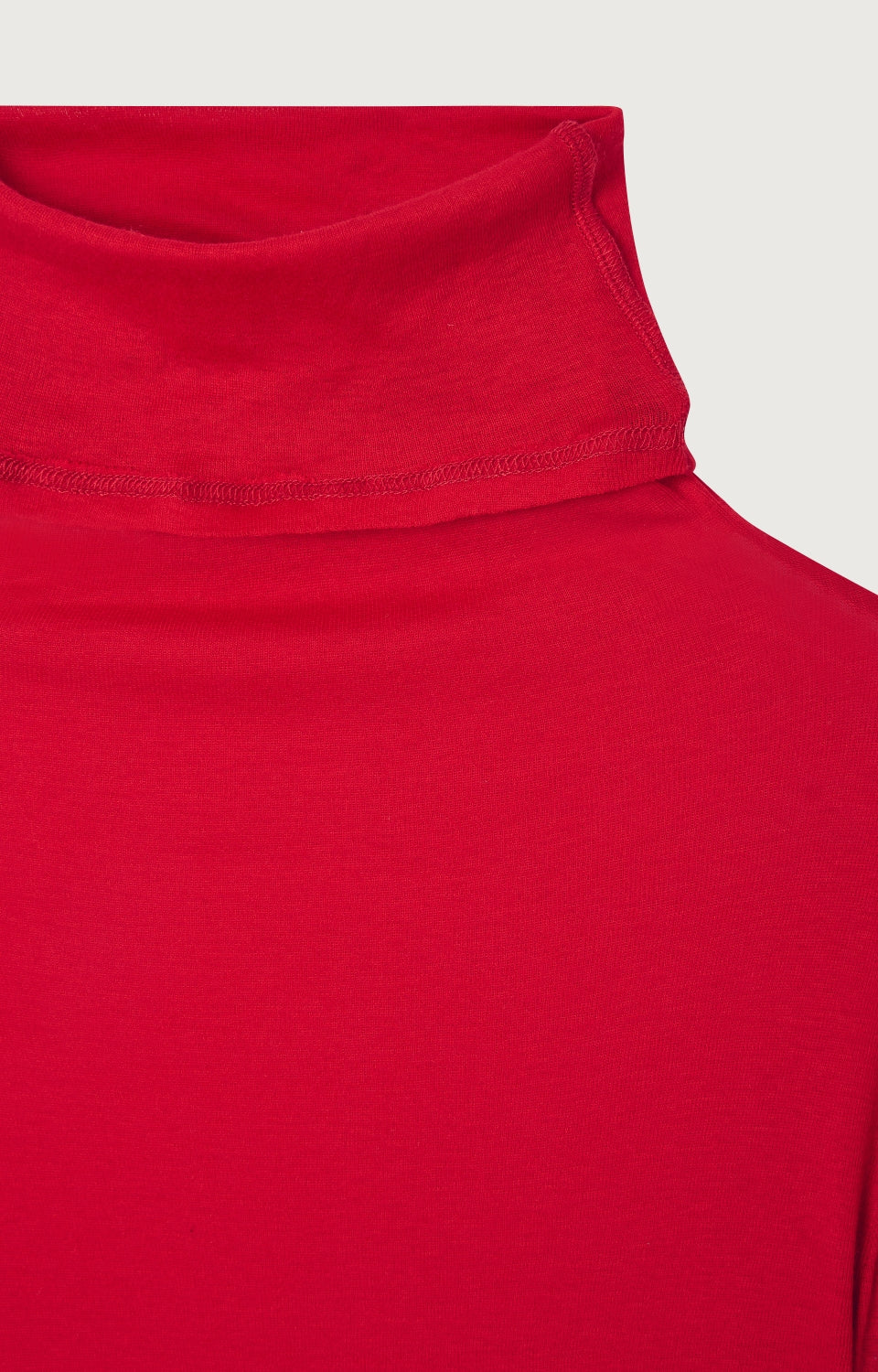 Women Red Cotton High Neck T-Shirt