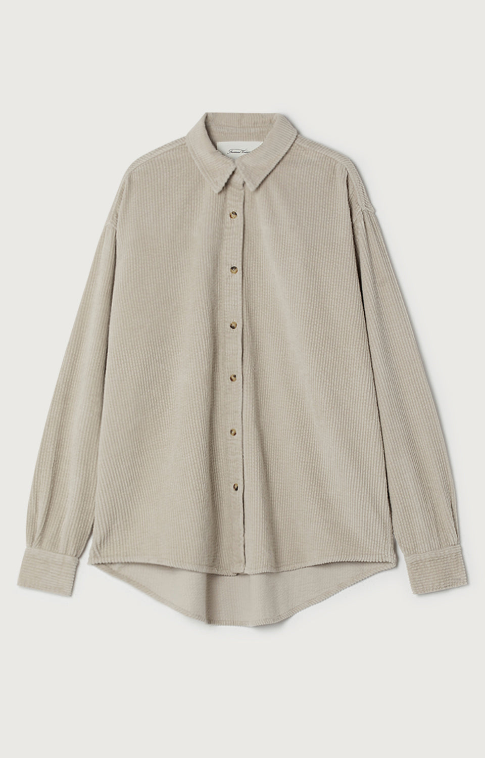 Women Beige Grey Corduroy Shirt