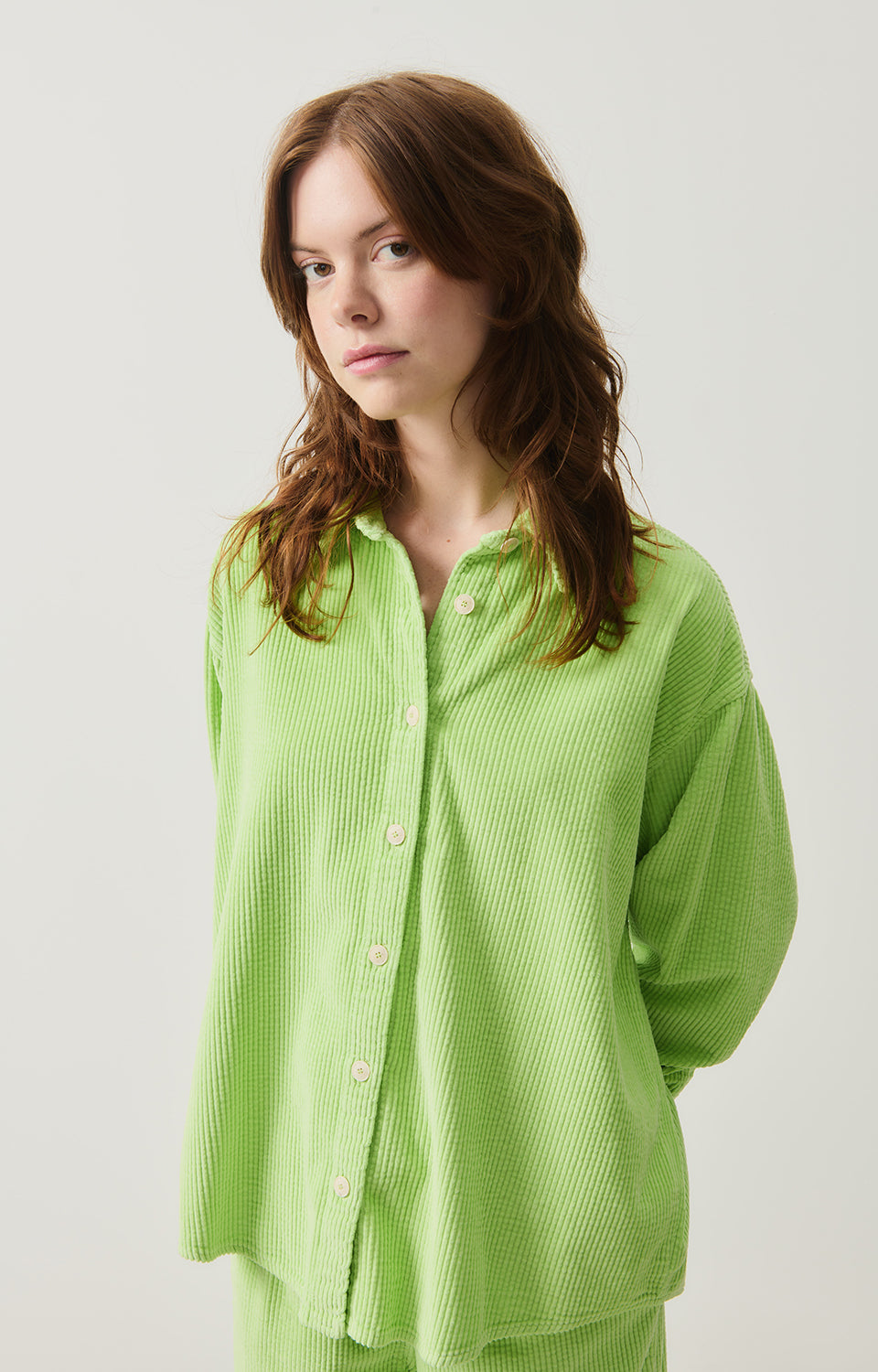 Women Green Corduroy Shirt