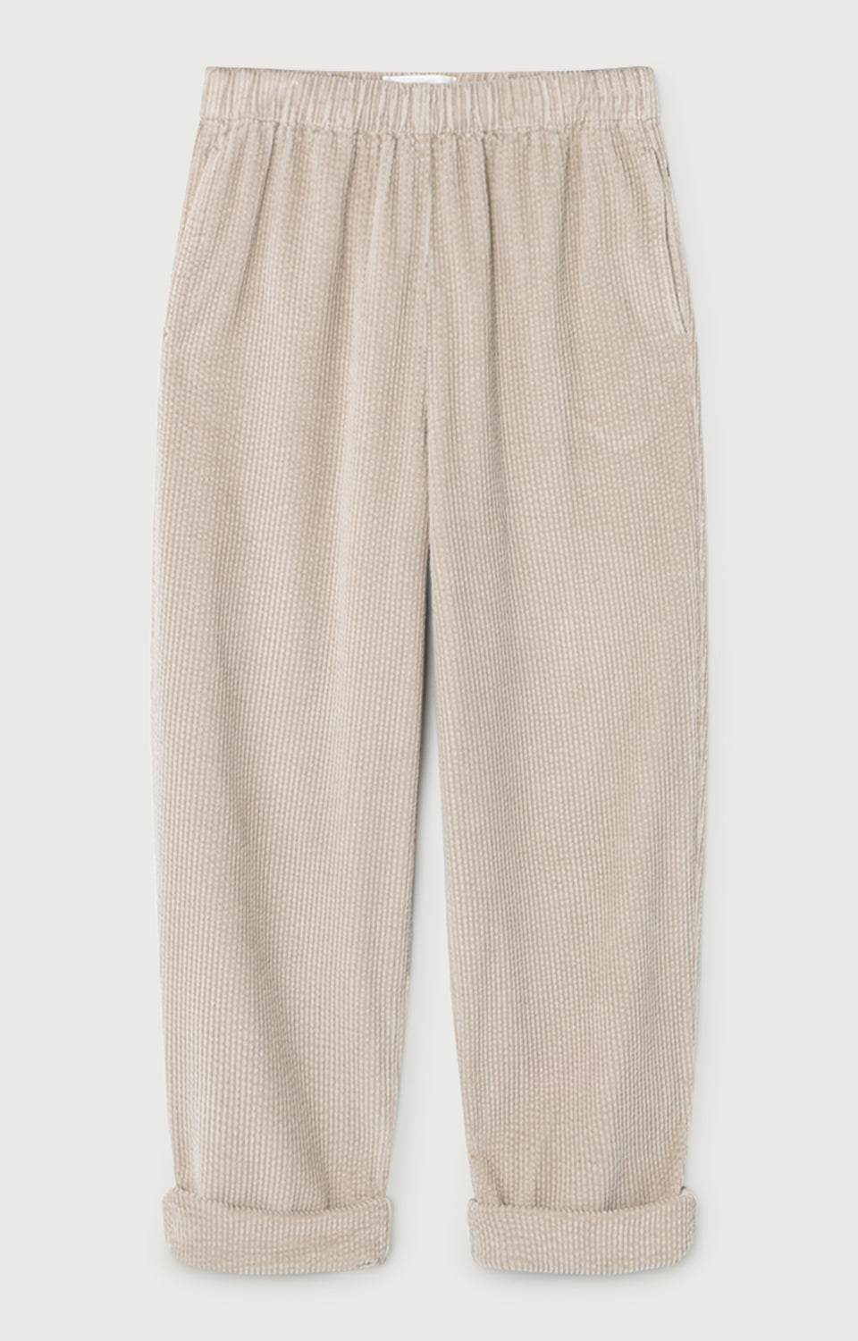 Women Beige Corduroy Trousers