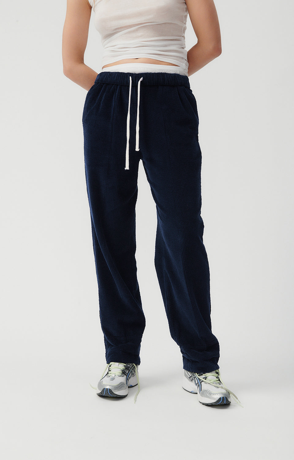 Women Navy Corduroy Trousers