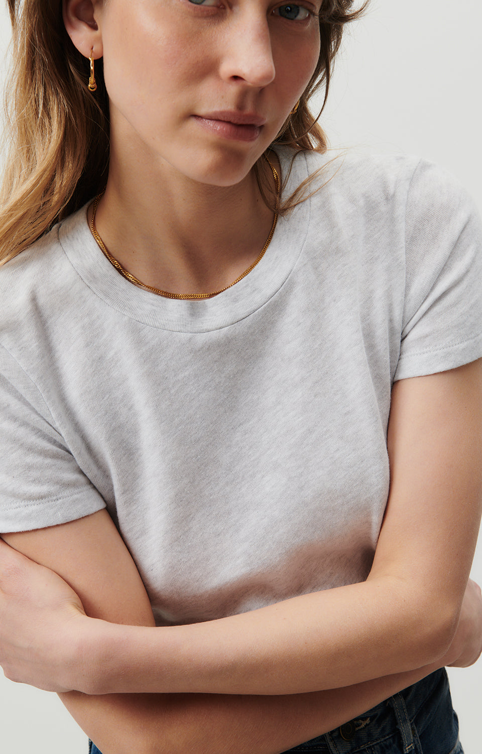 Women Light Grey Cotton T-Shirt