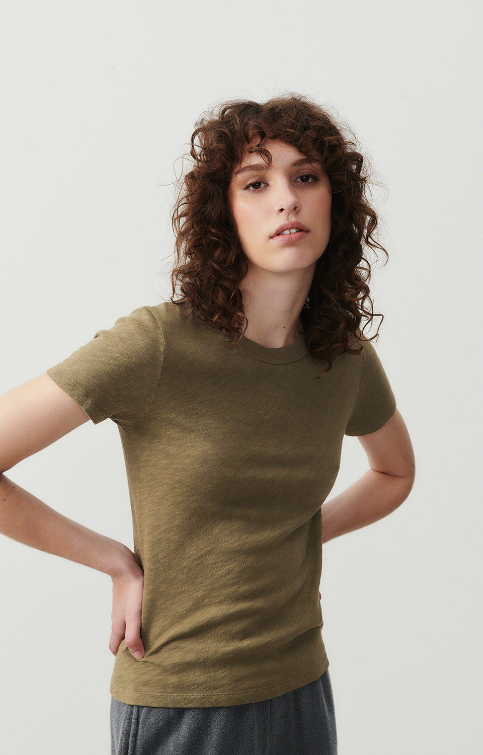 Women Olive Cotton T-Shirt