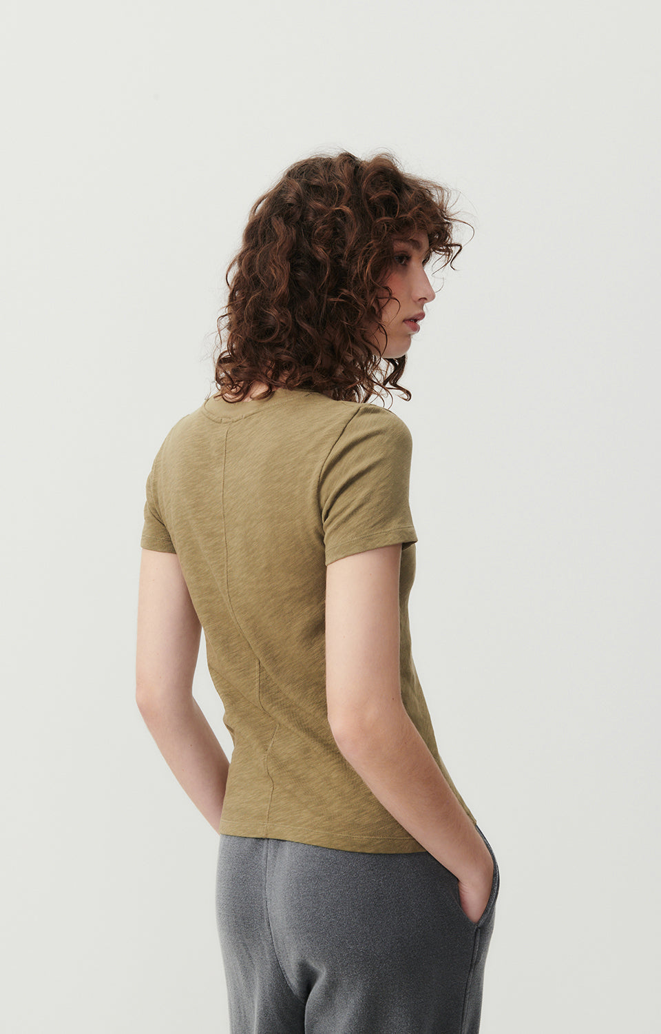 Women Olive Cotton T-Shirt