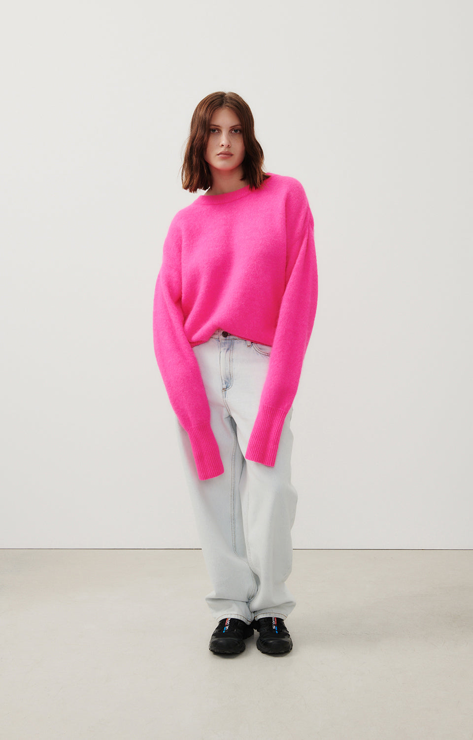 Women Fluo Pink Knit Sweater