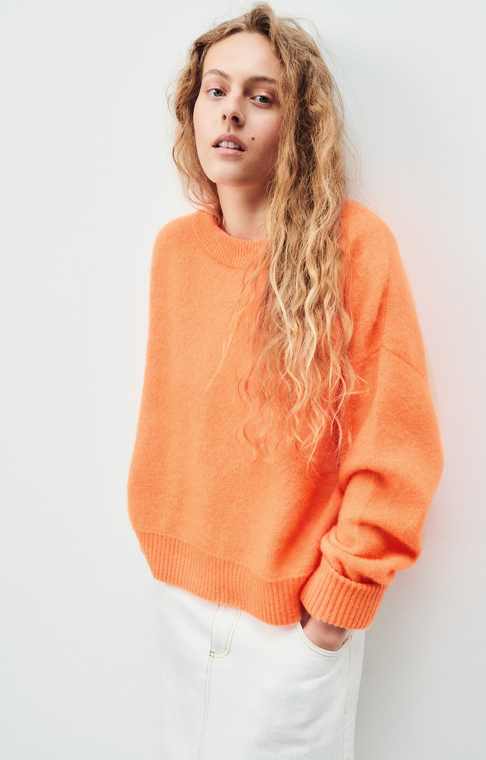 Women Orange Knit Sweater