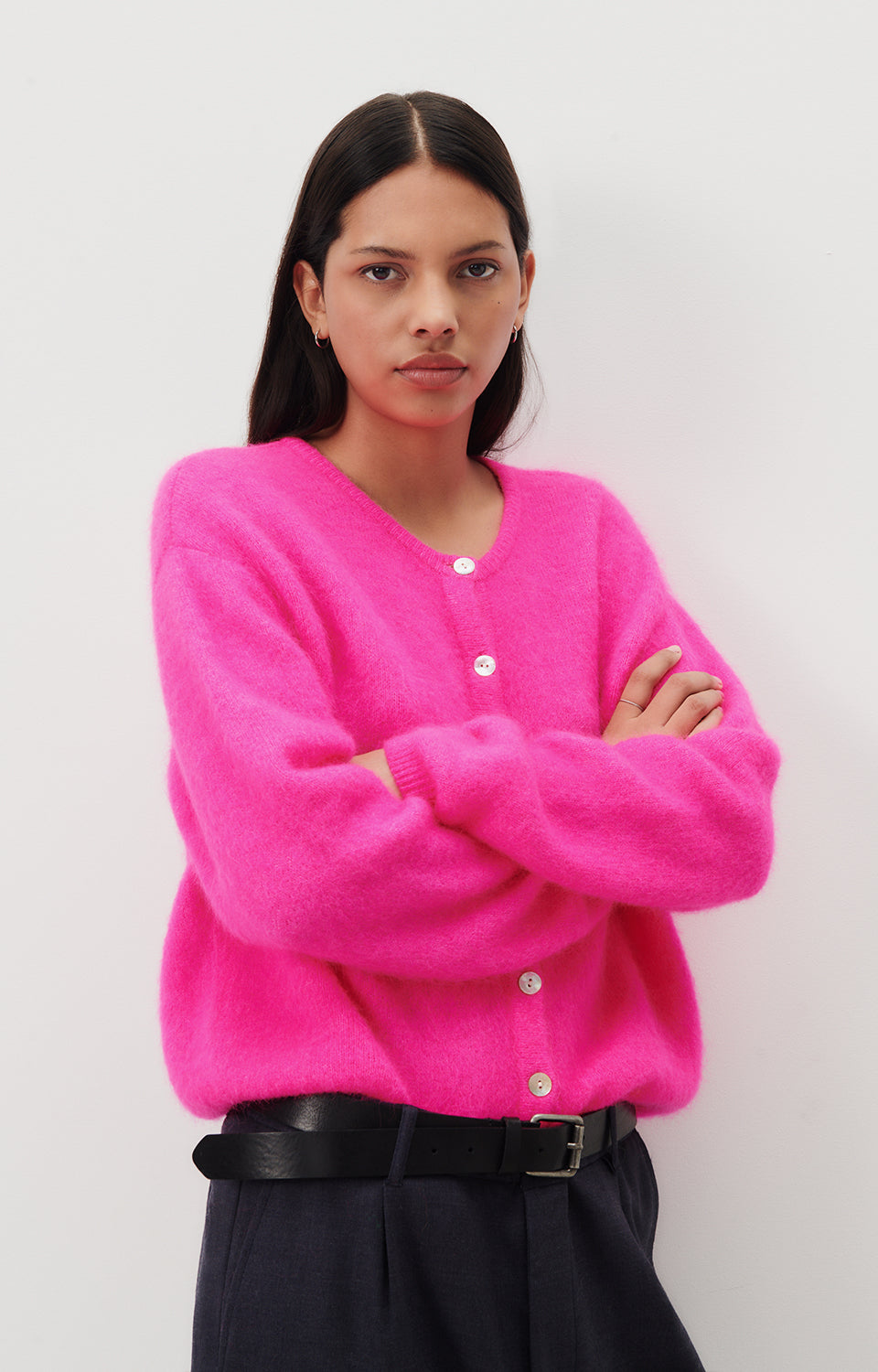 Women Fuchsia Knit Cardigan