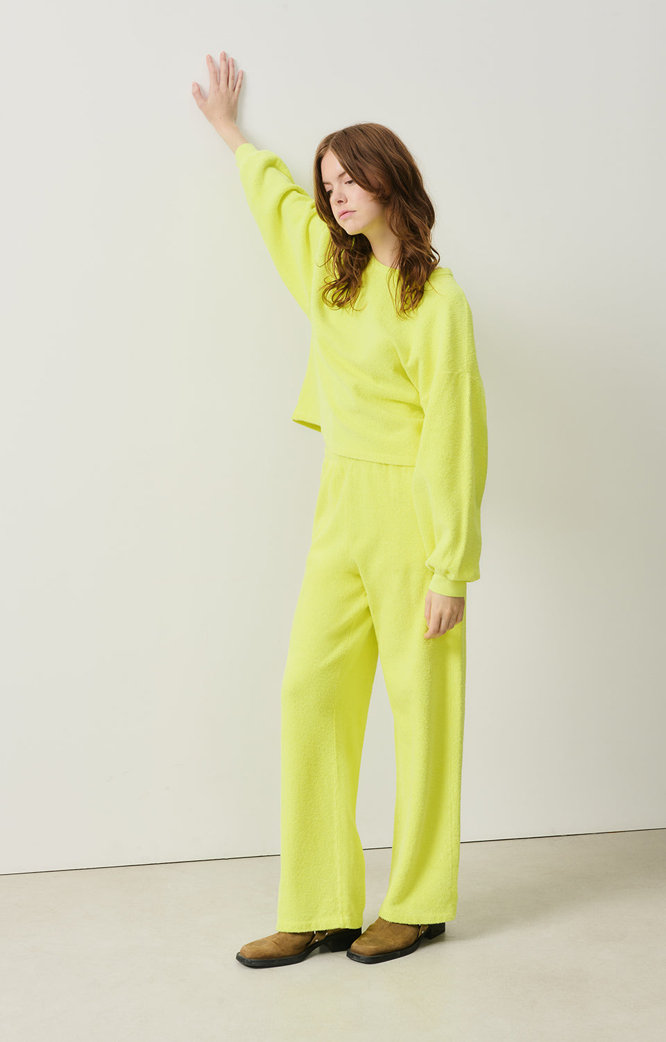 Women Fluo Yellow Cotton Trousers