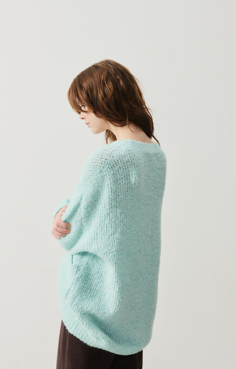 Women Ice Blue Knit Cardigan