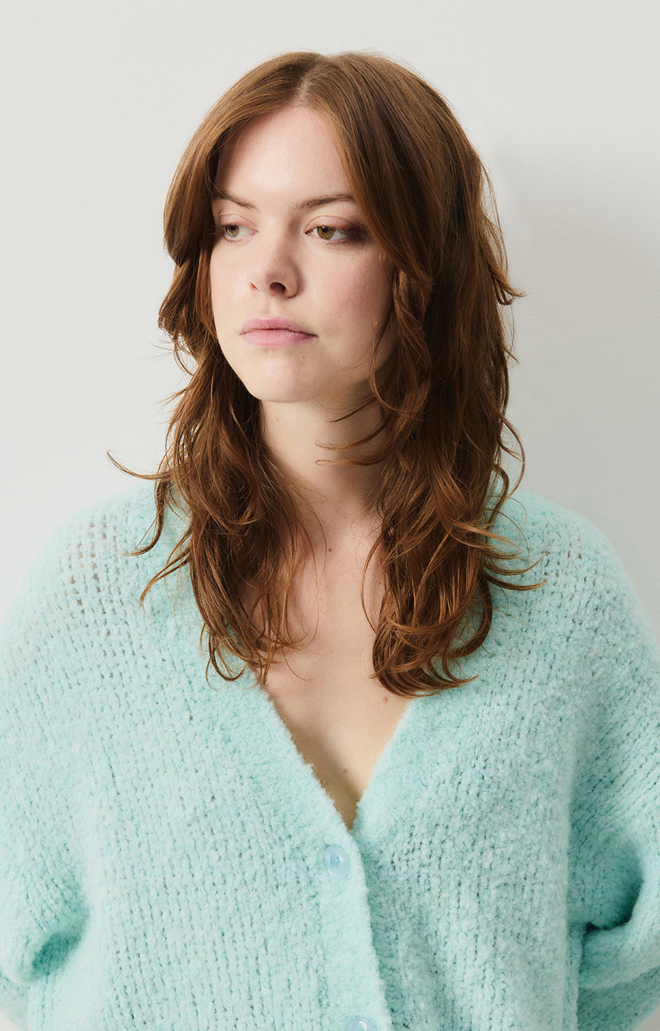 Women Ice Blue Knit Cardigan