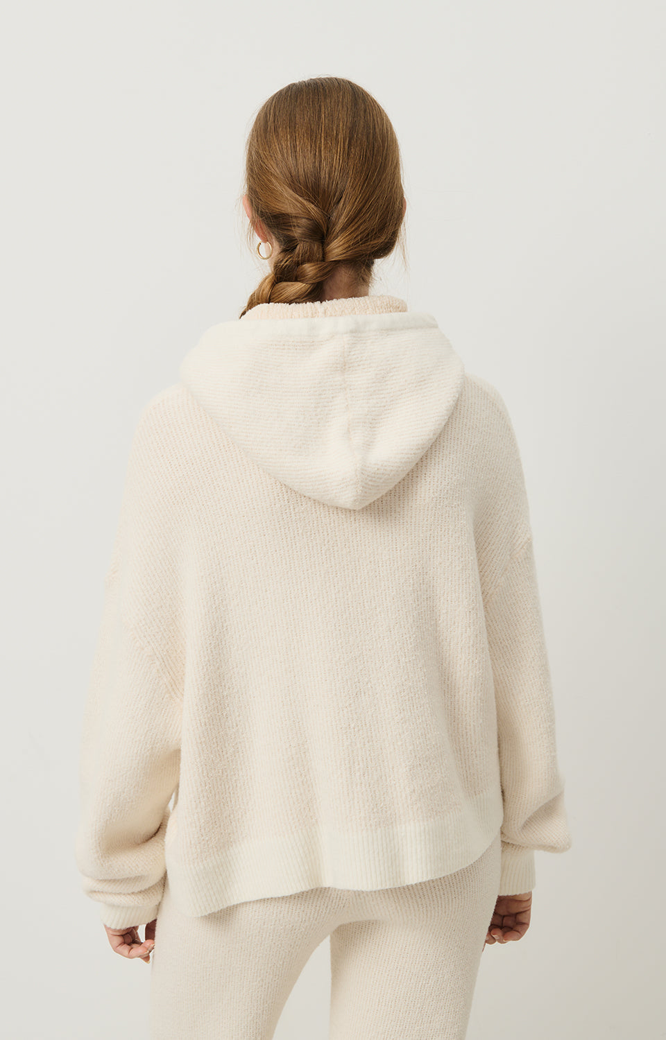 Women White Hooded Cotton Sweater