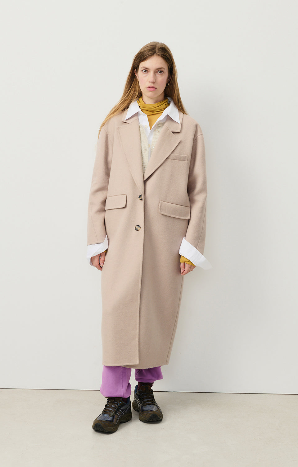 Women Beige Wool Coat