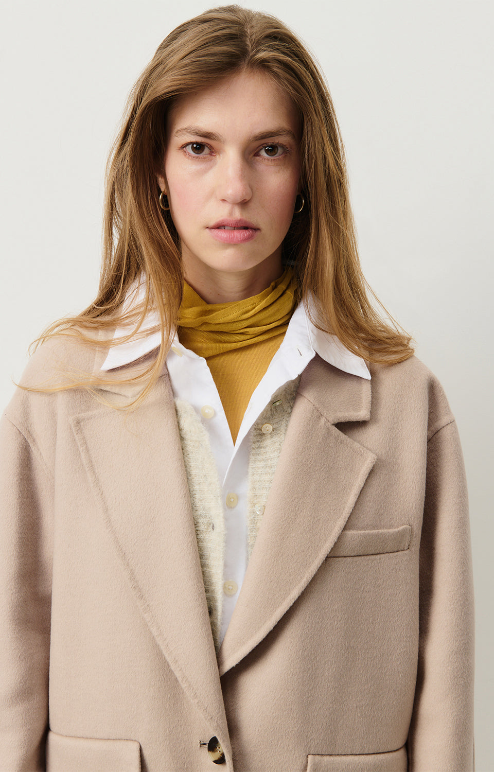 Women Beige Wool Coat