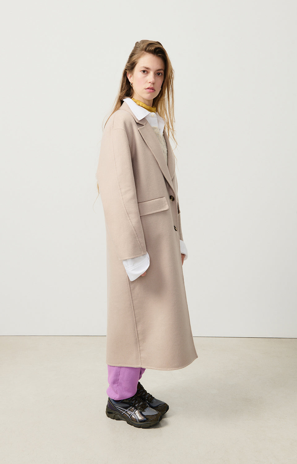 Women Beige Wool Coat