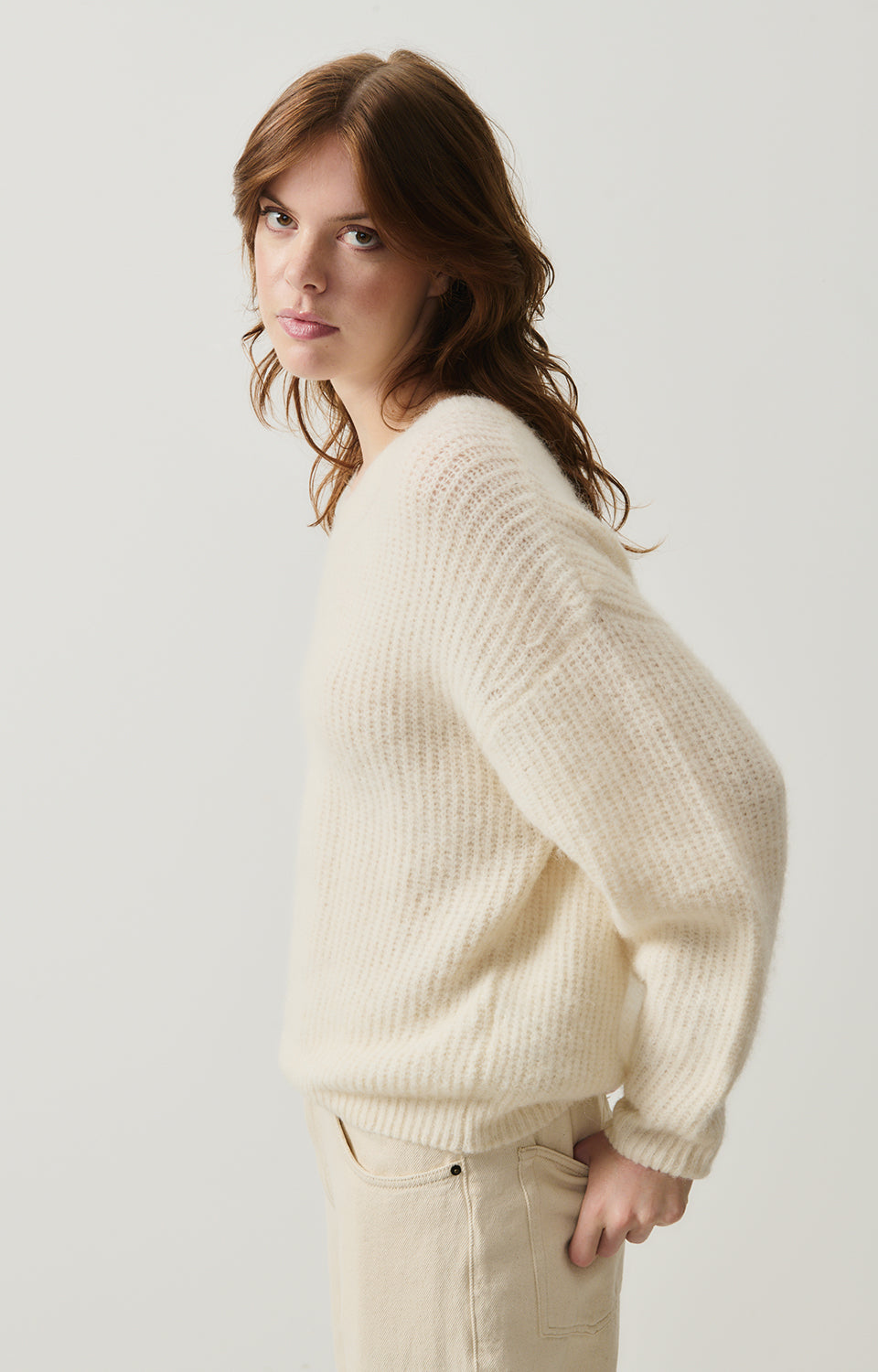 Women White Knit Sweater