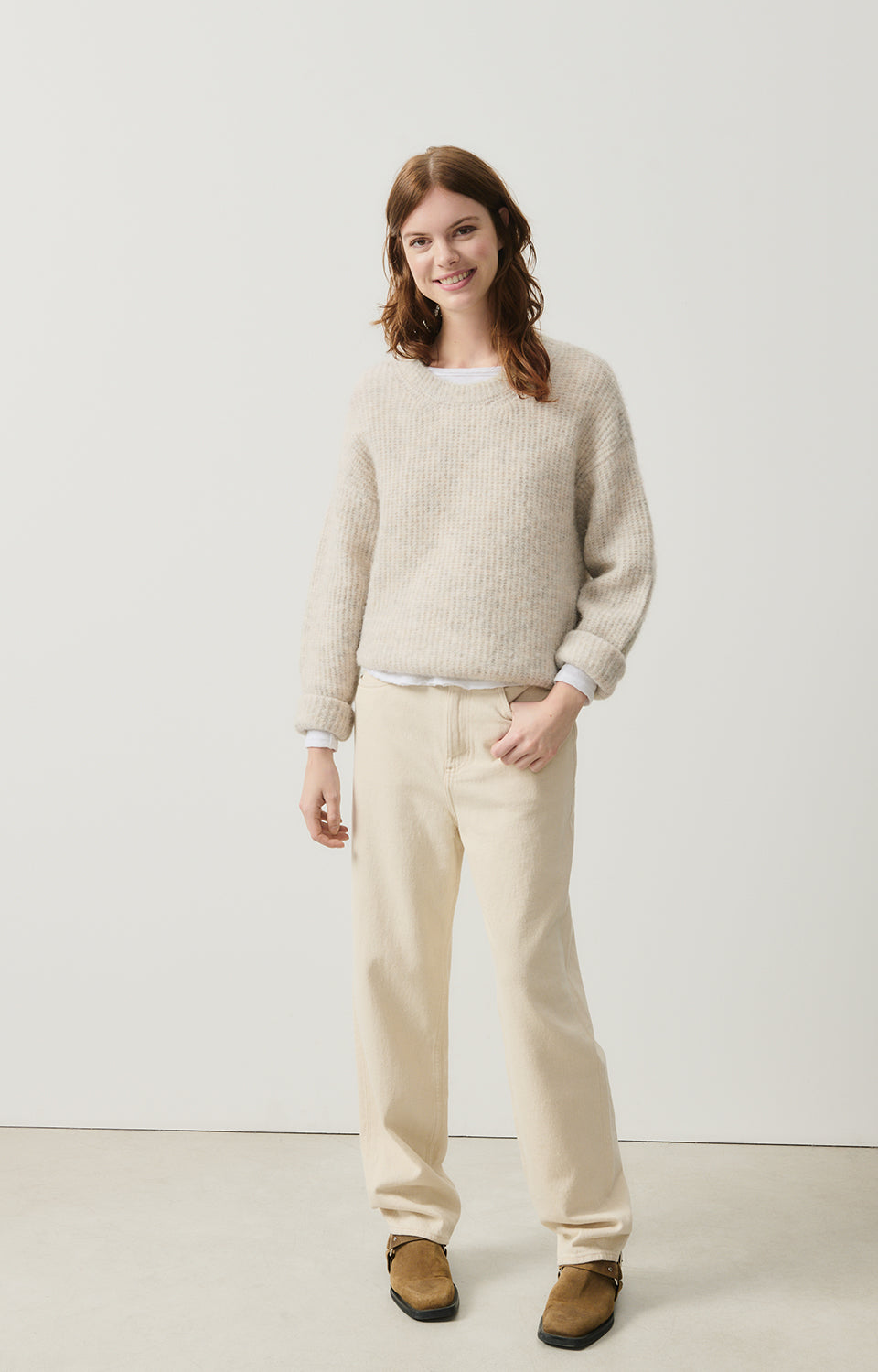 Women Beige Knit Sweater