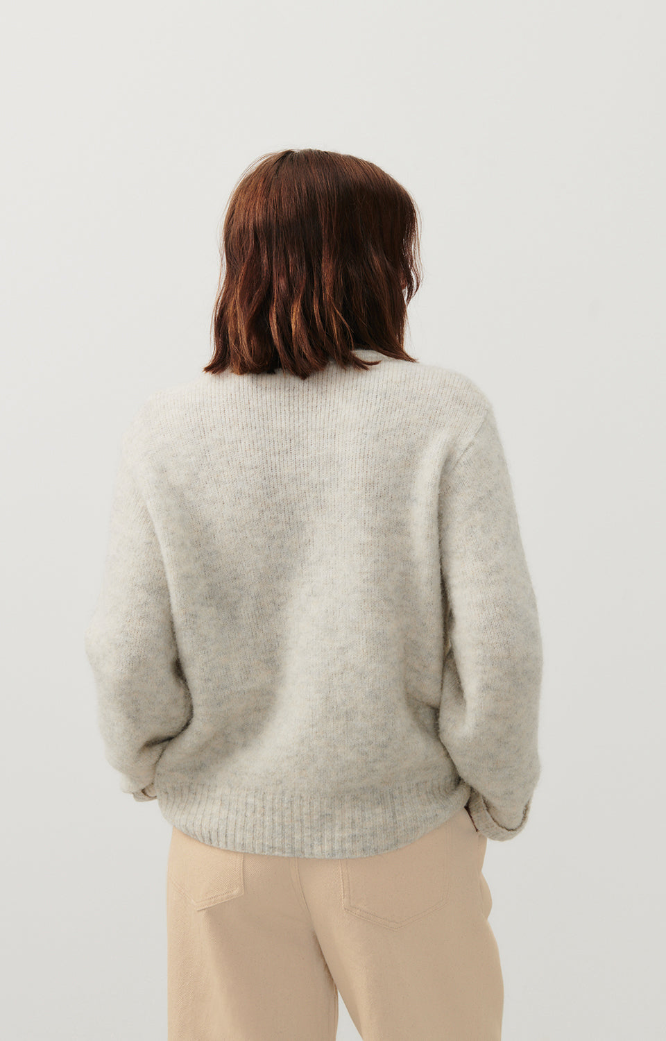 Women Beige Grey Knit Cardigan