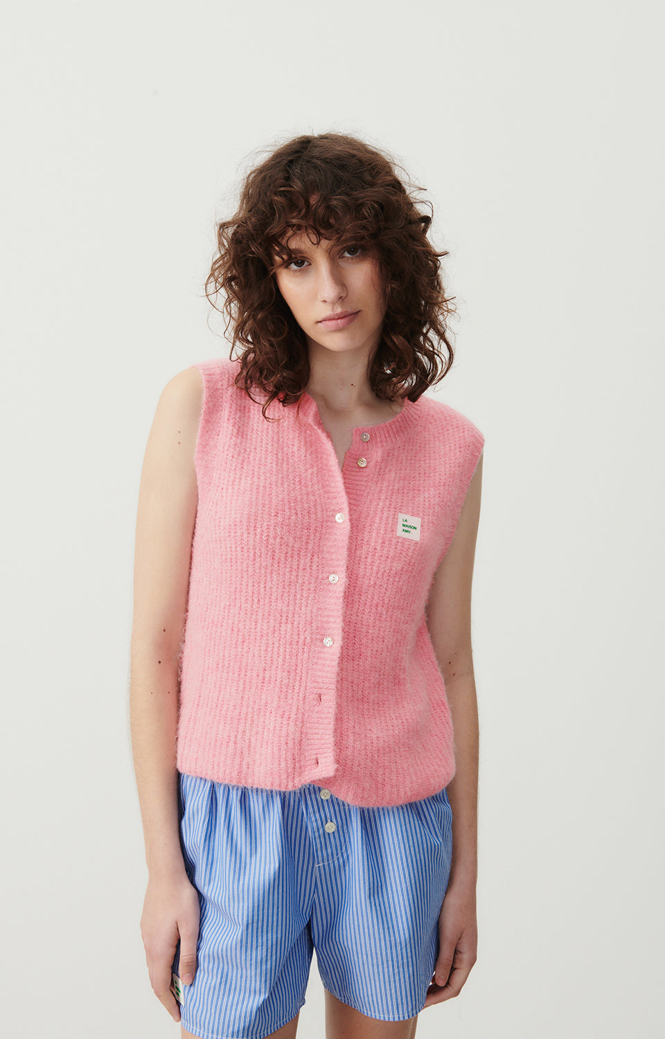 Women Pink Knit Gilet