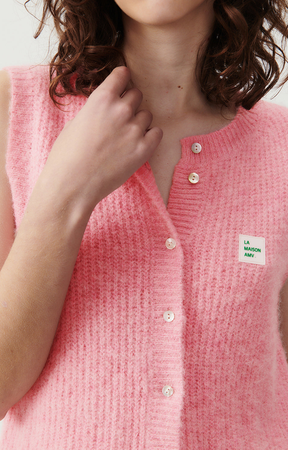 Women Pink Knit Gilet