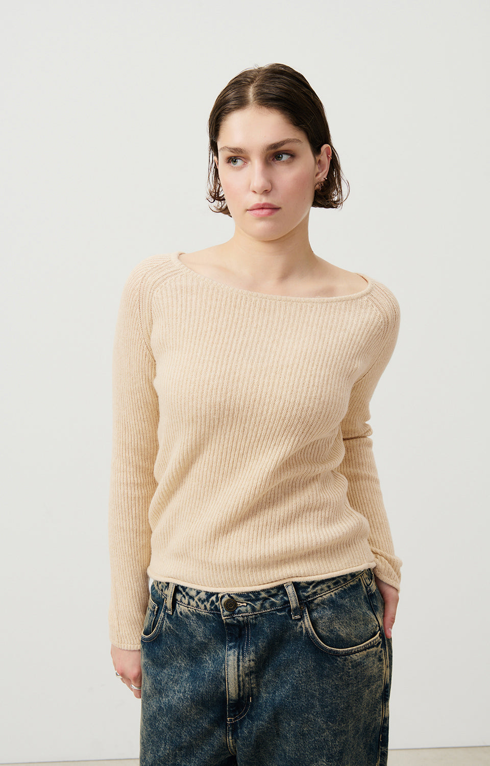 Women Beige Knit Sweater