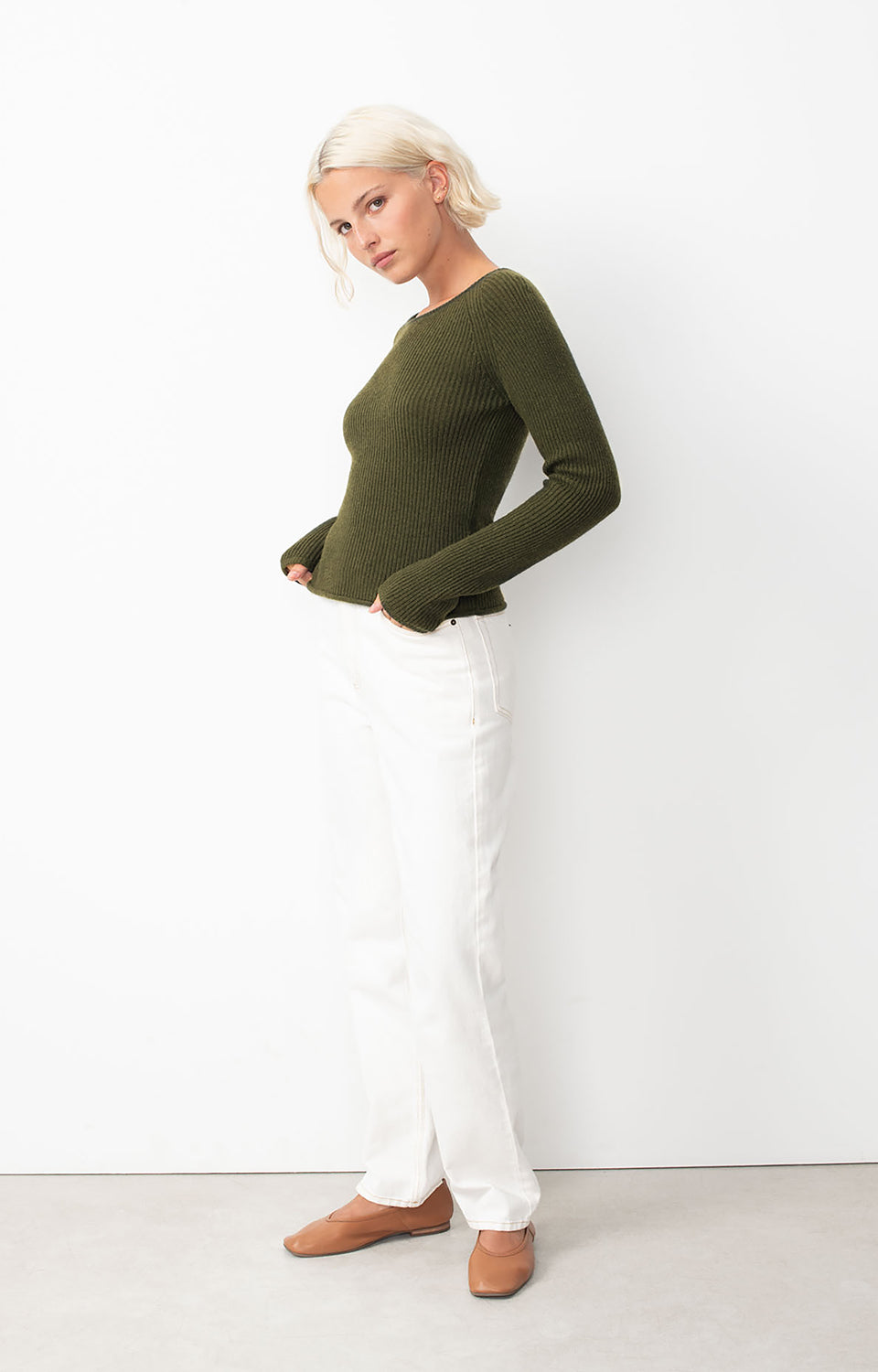 Women Khaki Knit Sweater