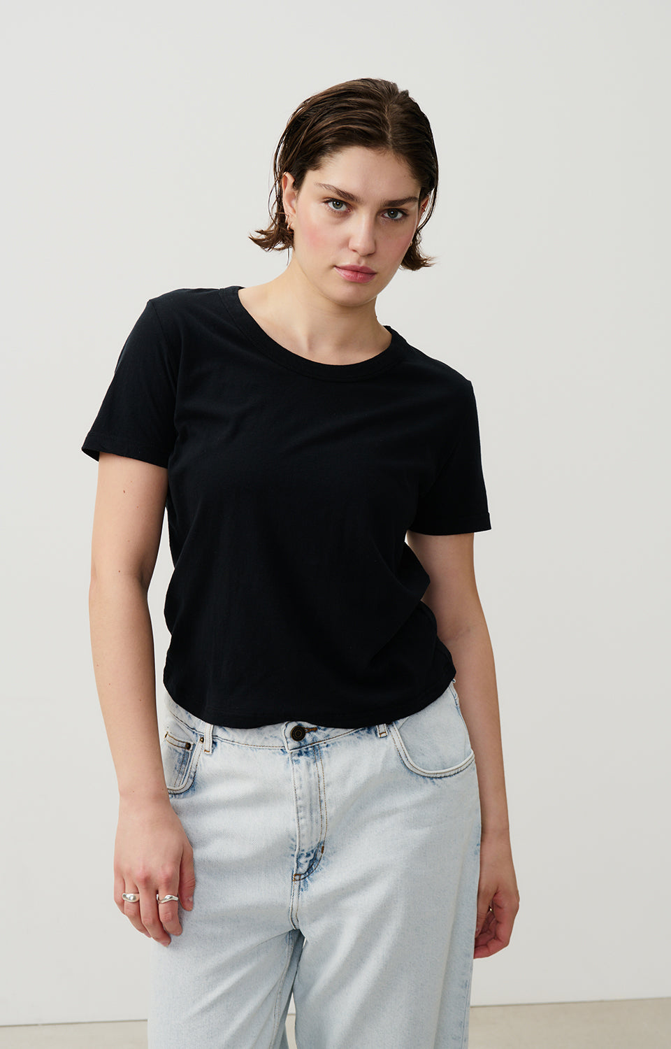 Women Black Cotton T-Shirt