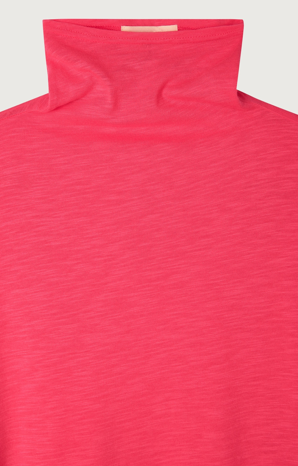 Women Bright Pink Cotton High Neck T-Shirt