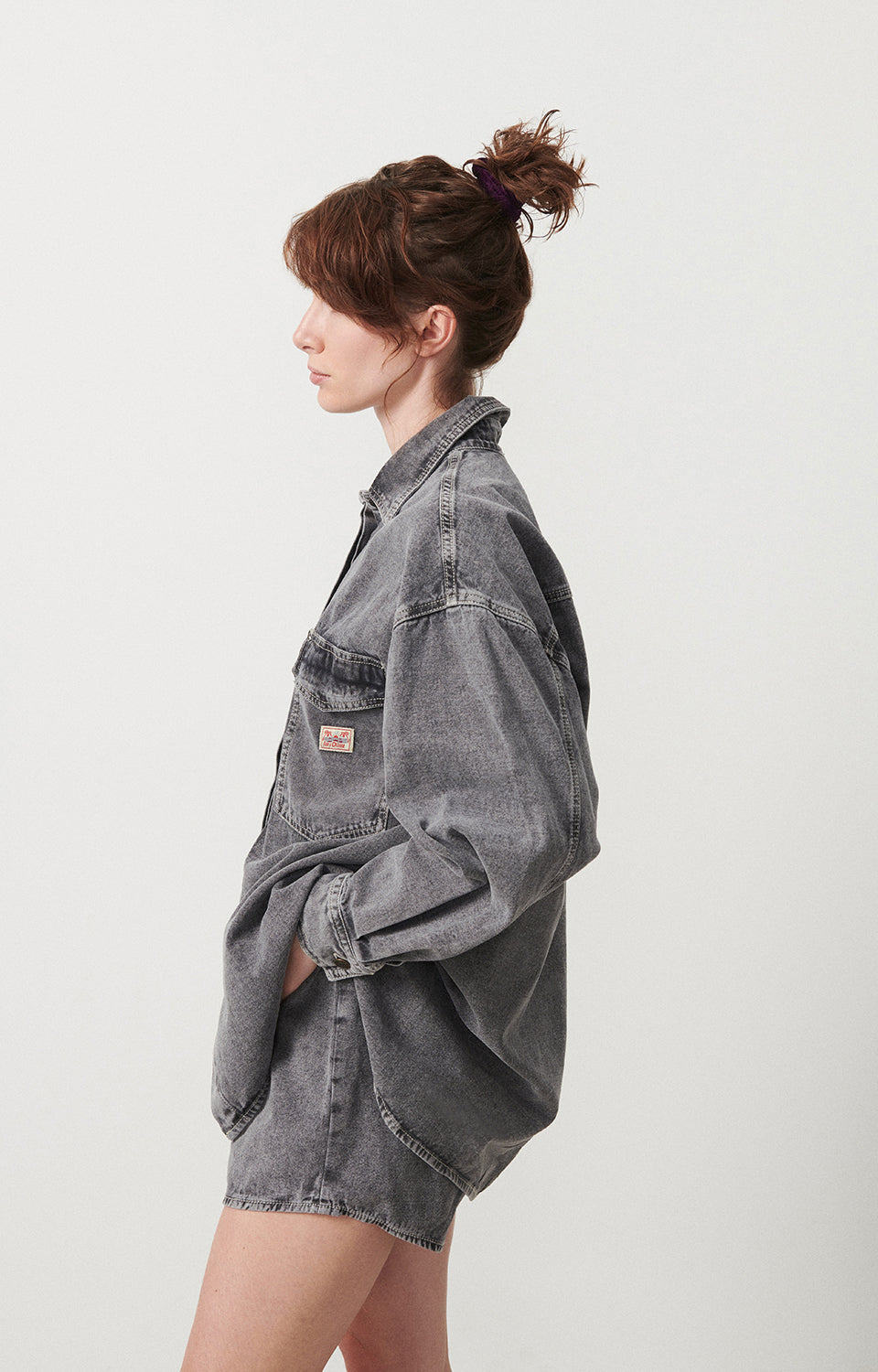 Women Grey Denim Shirt