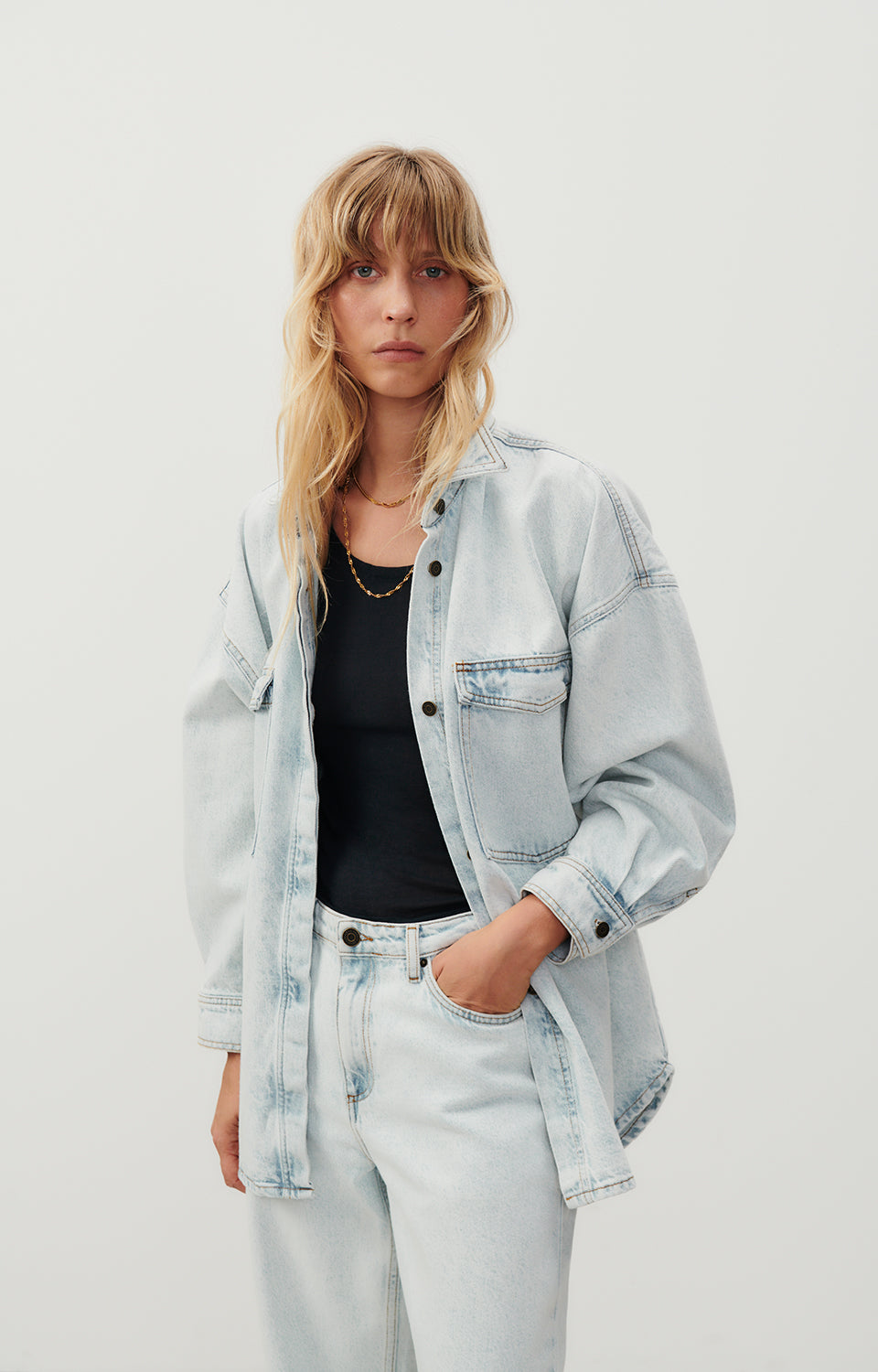 Women Light Blue Denim Shirt