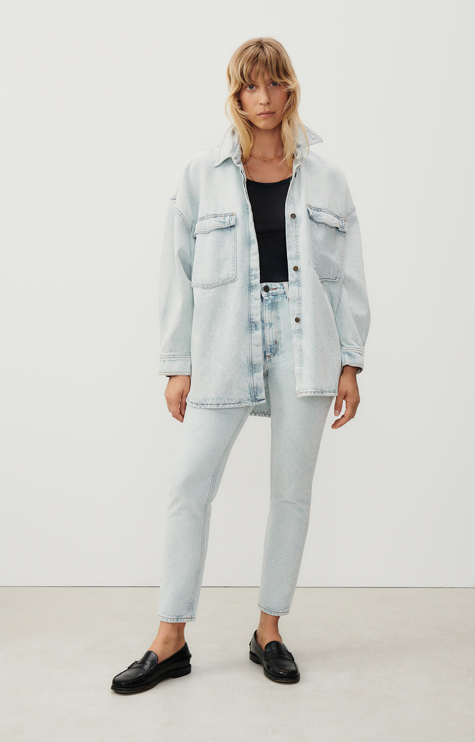 Women Light Blue Denim Shirt