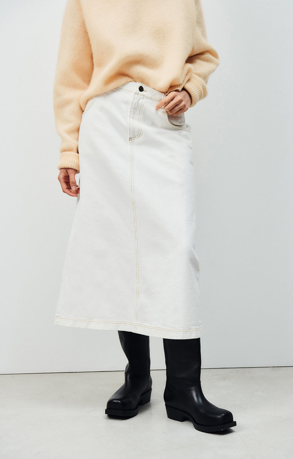 Women White Denim Skirt