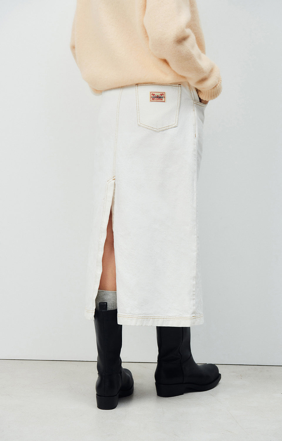 Women White Denim Skirt