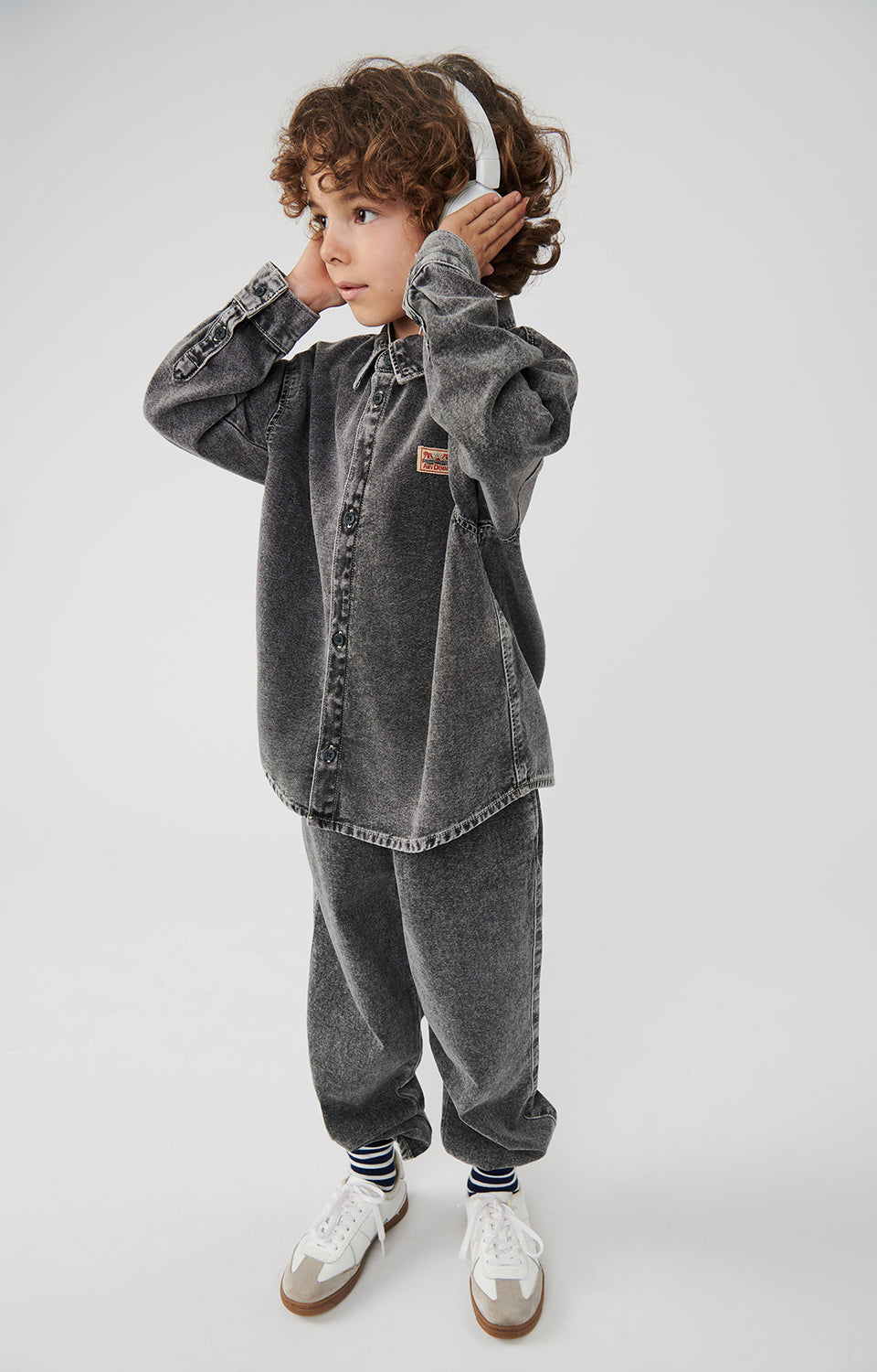 Boys & Girls Grey Denim Shirt