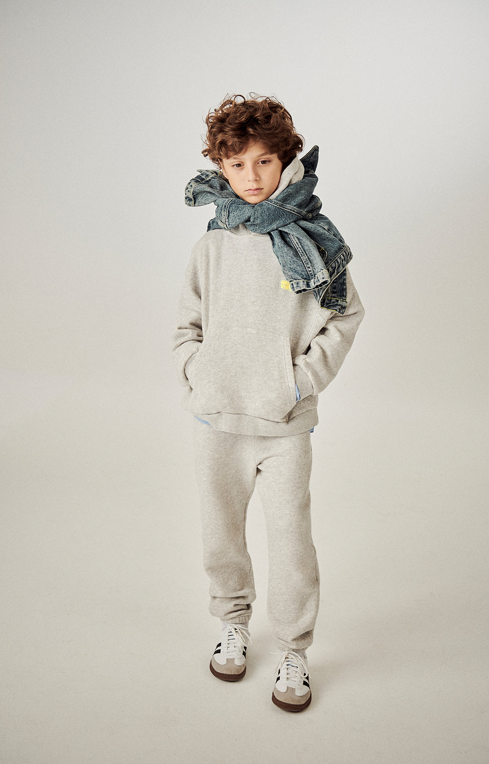 Boys & Girls Light Grey Hooded Cotton Sweatshirt