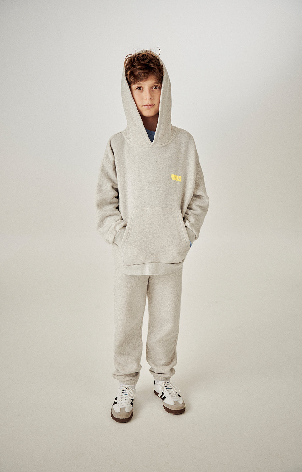 Boys & Girls Light Grey Hooded Cotton Sweatshirt