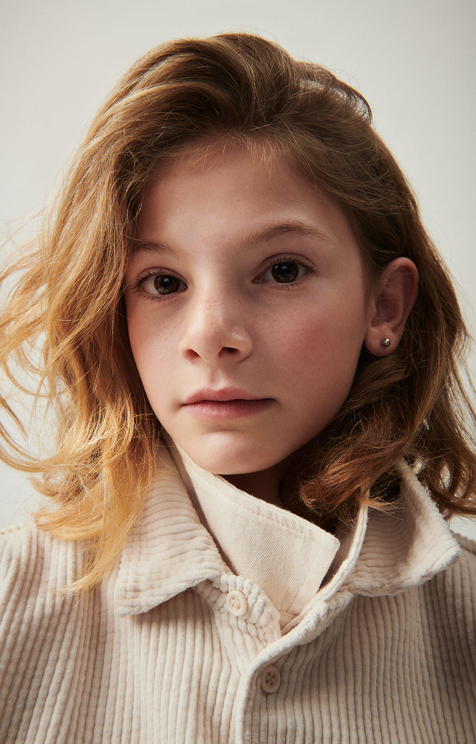 Boys & Girls White Corduroy Shirt