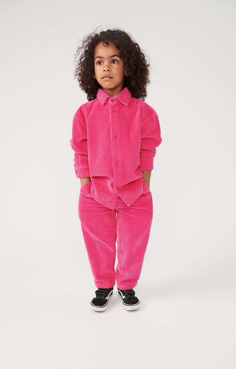 Boys & Girls Fluo Pink Corduroy Shirt