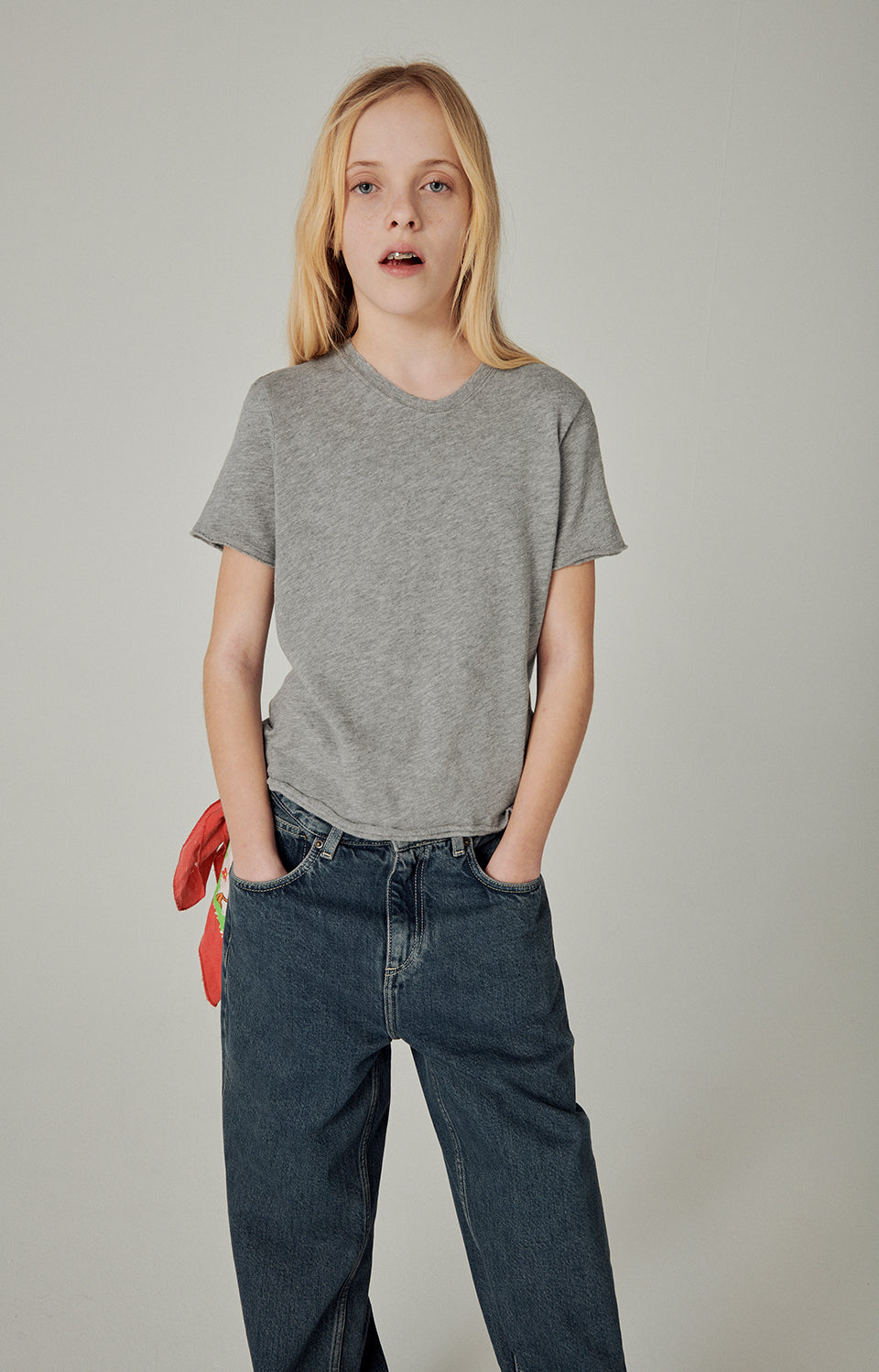Boys & Girls Grey Cotton T-Shirt