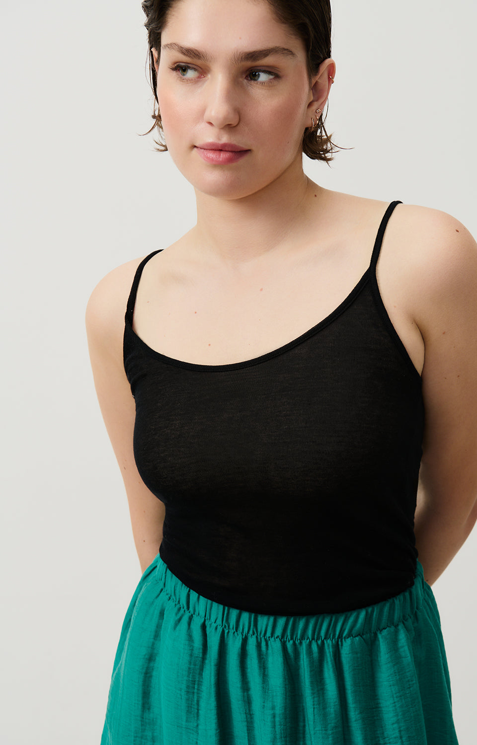 Women Black Strap Cotton Vest