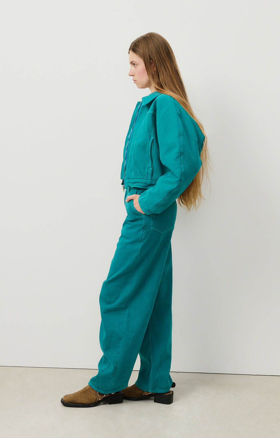 Women Green Cotton Trousers