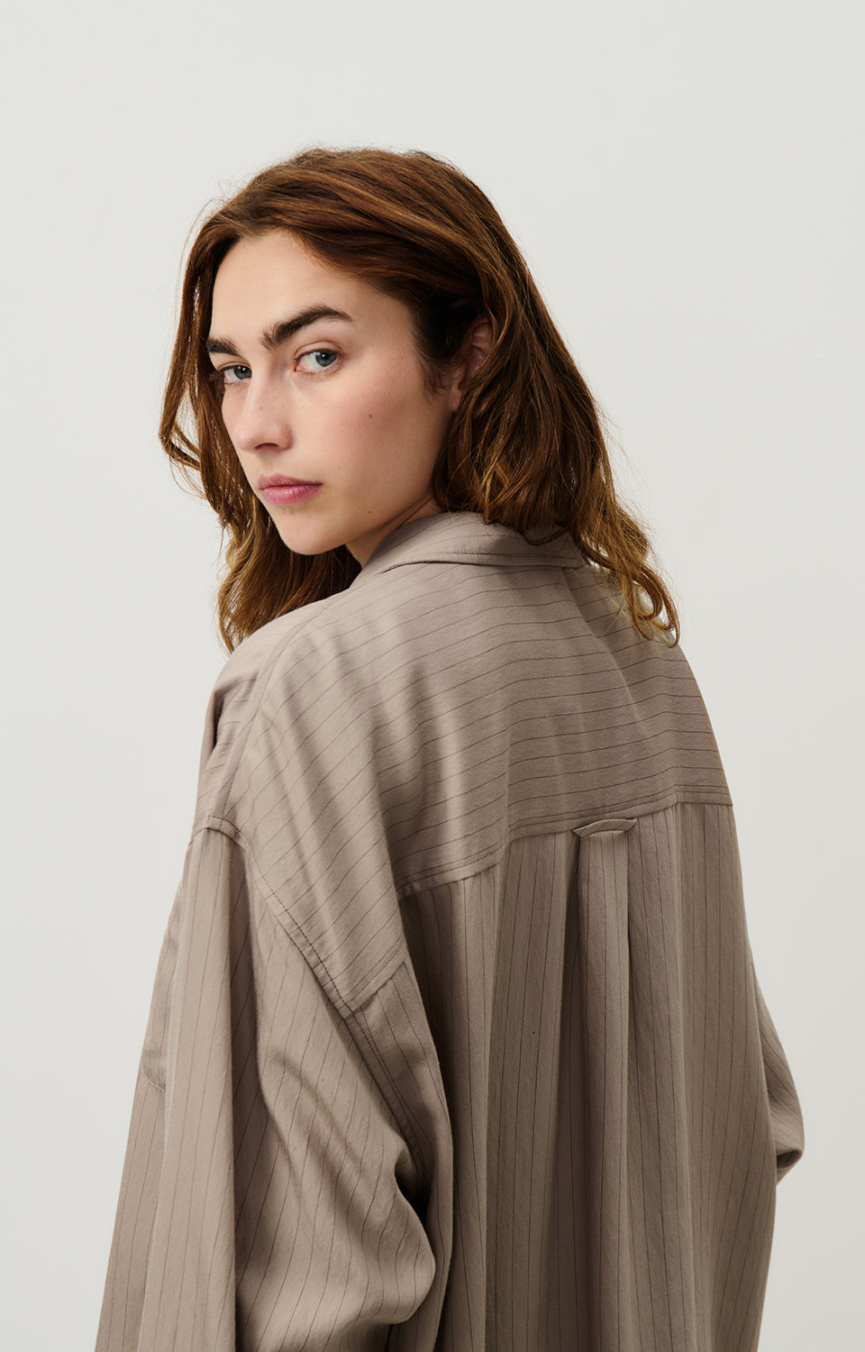 Women Beige Grey Stripes Shirt