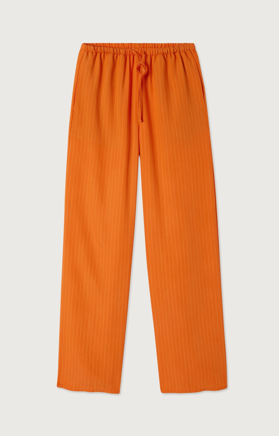 Women Orange Stripes Trousers