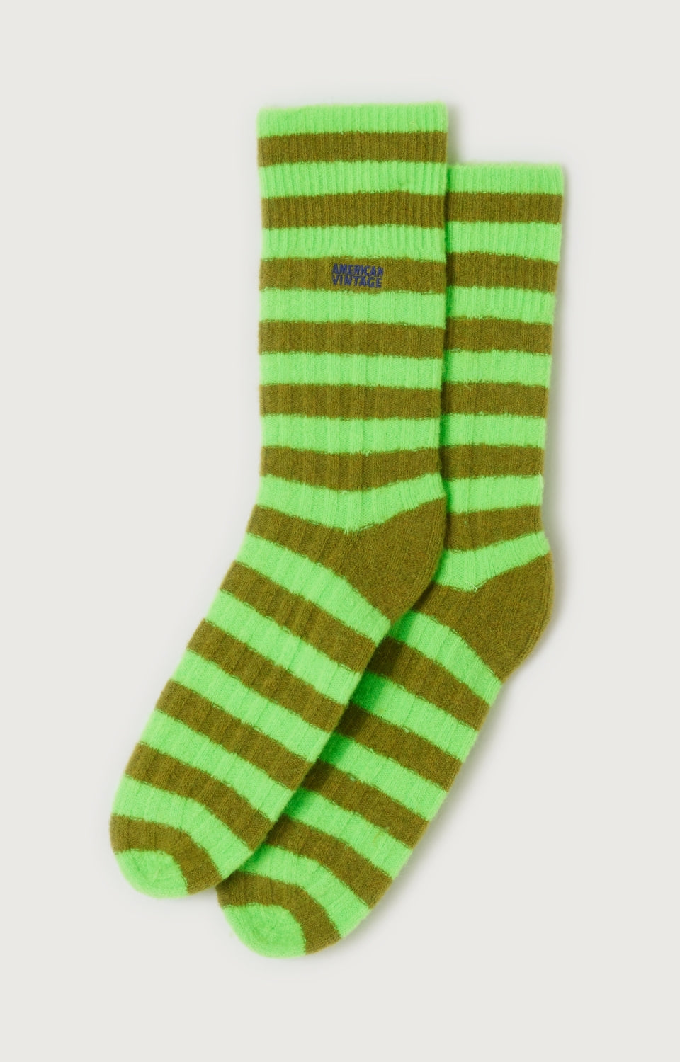 Women Green Stripes Wool Socks