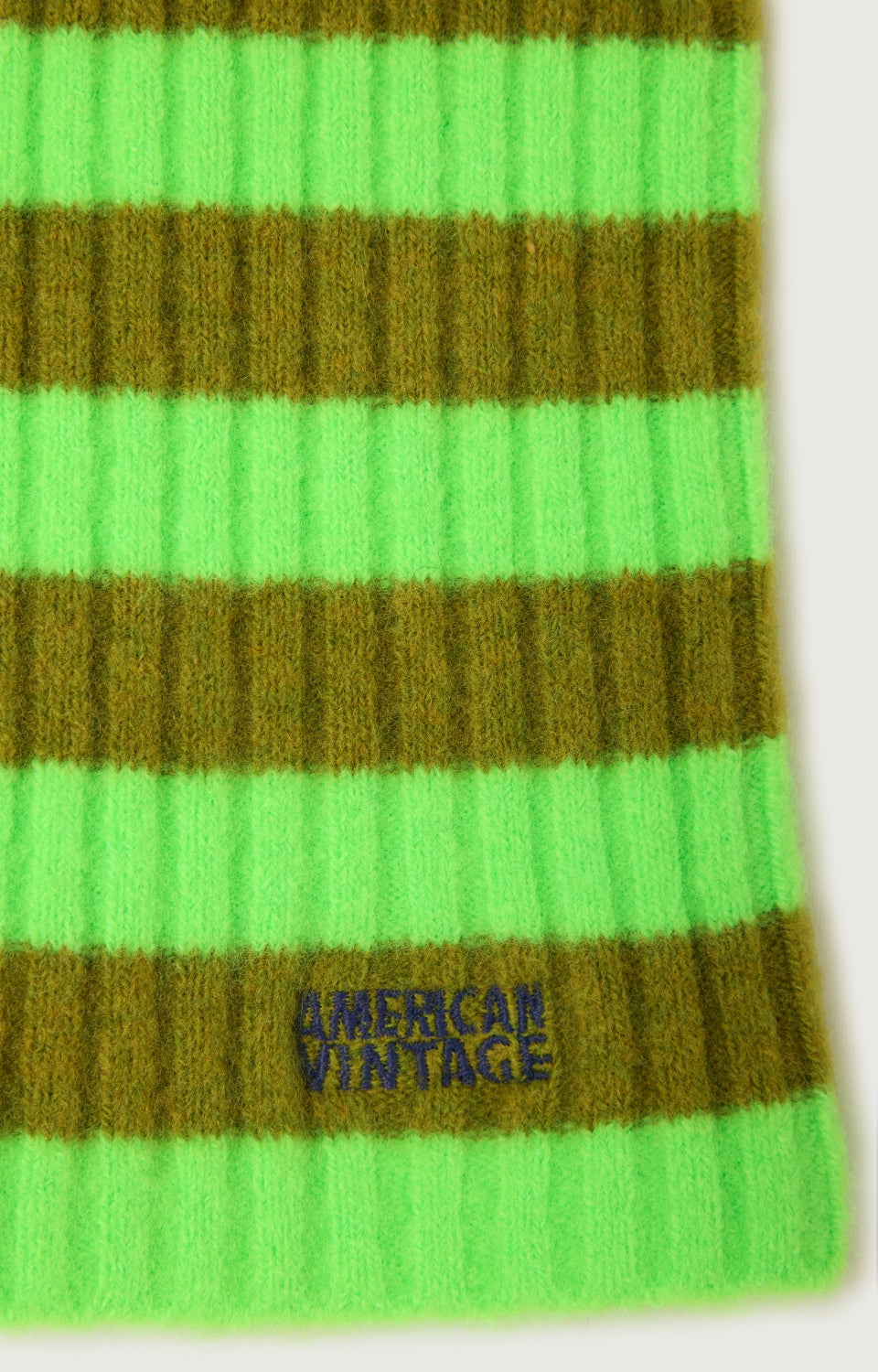 Women Green Stripes Wool Gloves